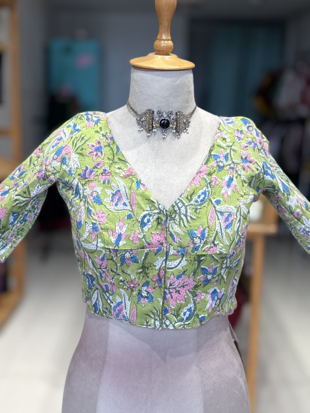 Size 36- Printed Stretchable Blouse