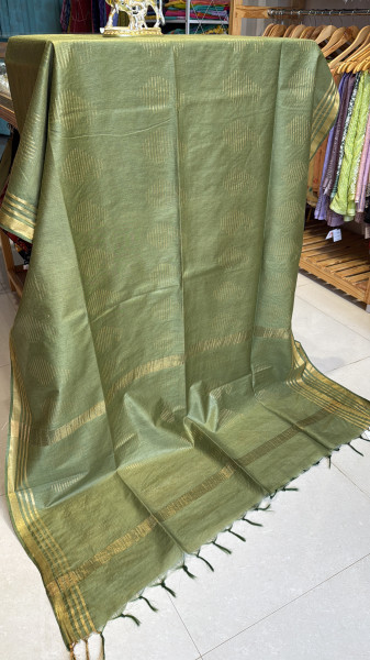 Art Maheshwari Weaving Saree - Green