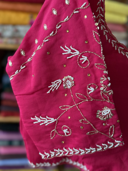 Pink Handwork Blouse - Free Size