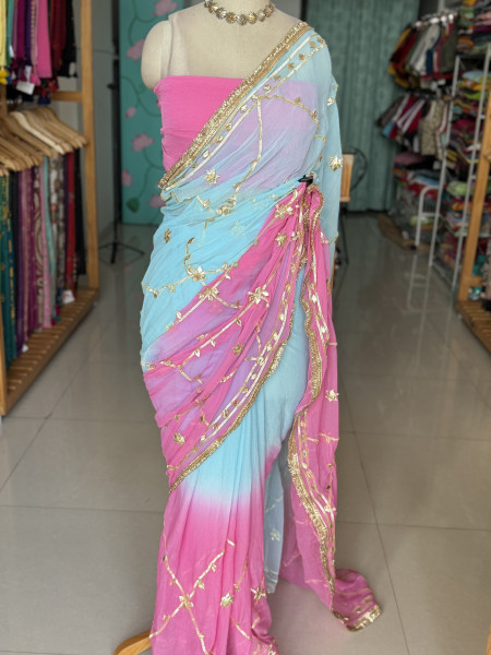 Kaccha Gota Semi Chiffon Saree