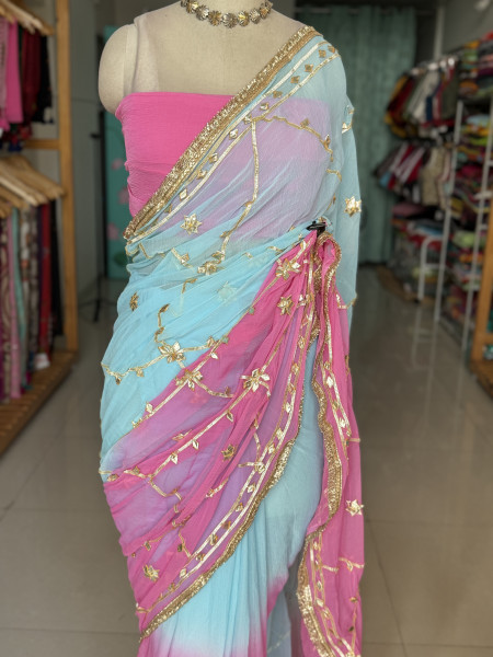 Kaccha Gota Semi Chiffon Saree