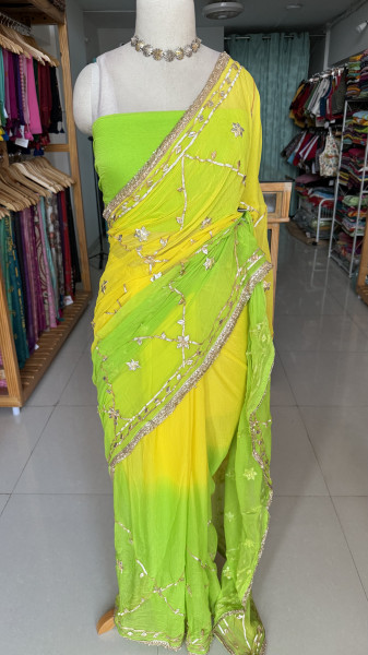 Kaccha Gota Semi Chiffon Saree