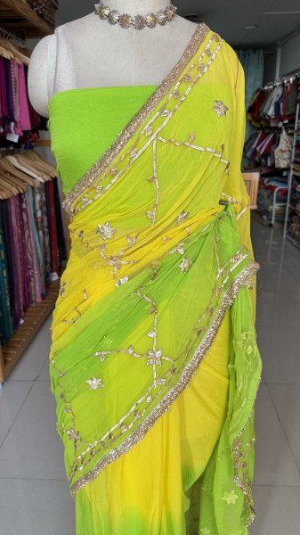 Kaccha Gota Semi Chiffon Saree