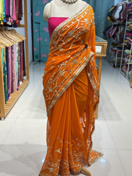 Kaccha Gota Semi Chiffon Saree