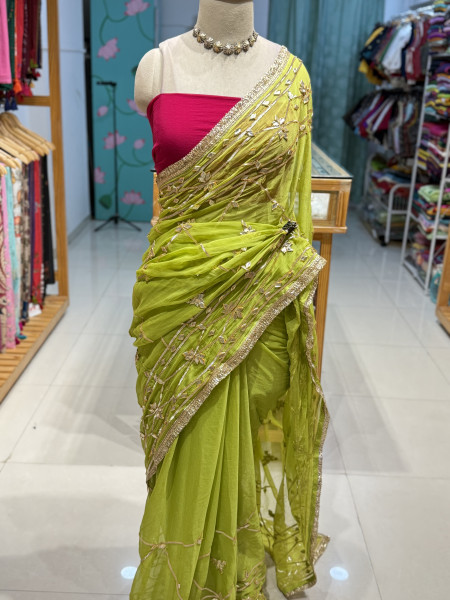 Kaccha Gota Semi Chiffon Saree