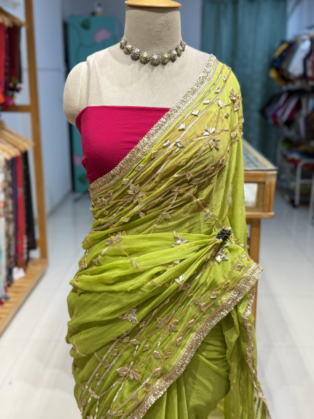 Kaccha Gota Semi Chiffon Saree