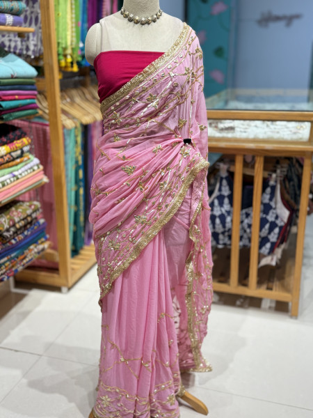 Kaccha Gota Semi Chiffon Saree
