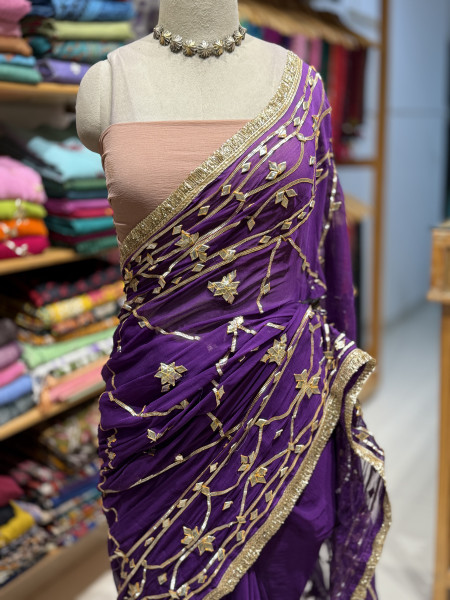 Kaccha Gota Semi Chiffon Saree