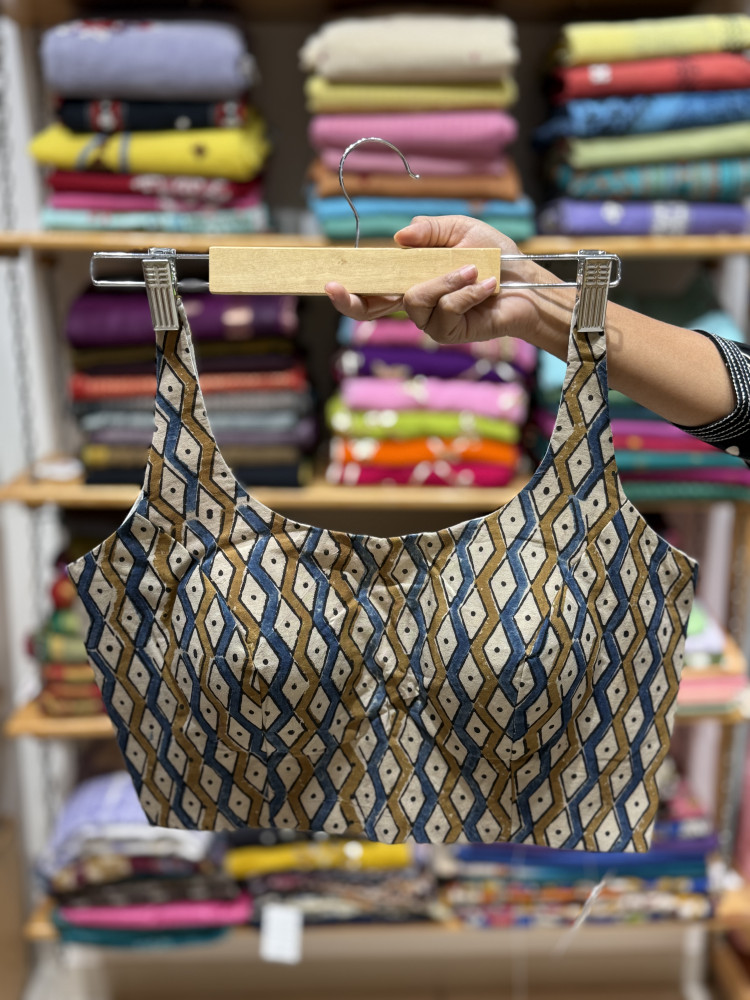 Image of Handblock printed Sleeveless Padded Blouse - FREE SIZE