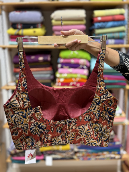 Handblock printed Sleeveless Padded Blouse - FREE SIZE
