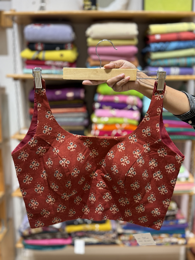 Image of Handblock printed Sleeveless Padded Blouse - FREE SIZE