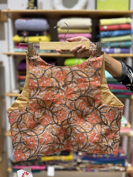 Handblock printed Sleeveless Padded Blouse - FREE SIZE