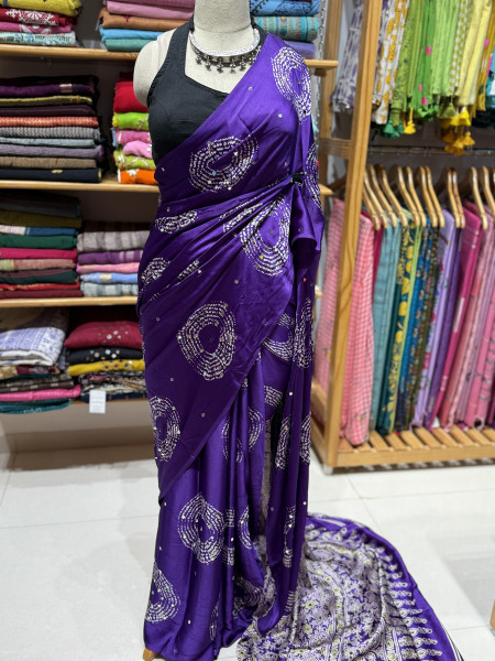 Shibori Mirror - Satin Crepe Saree