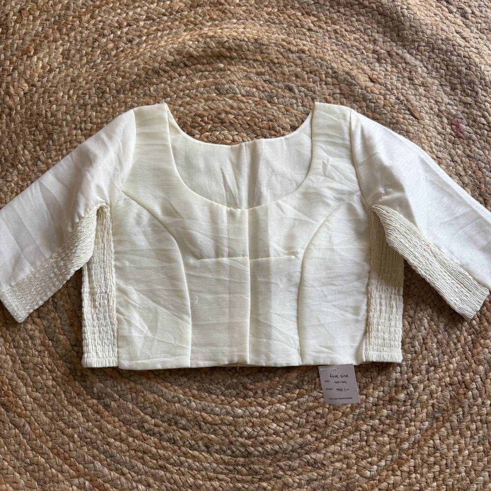 Image of Free size Stretchable blouse -Off white- Size 40 to 44
