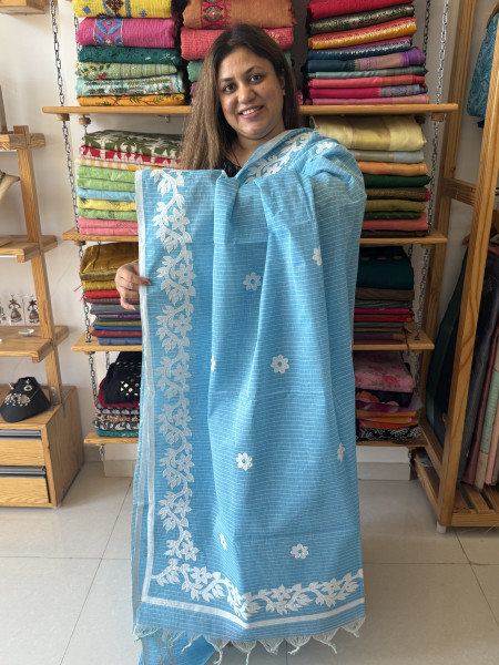Applique work Pure Cotton Saree