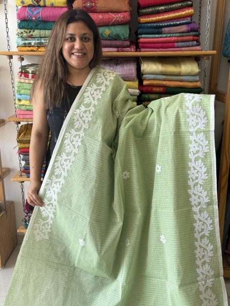 Applique work Pure Cotton Saree