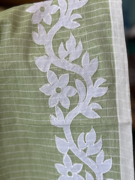 Applique work Pure Cotton Saree