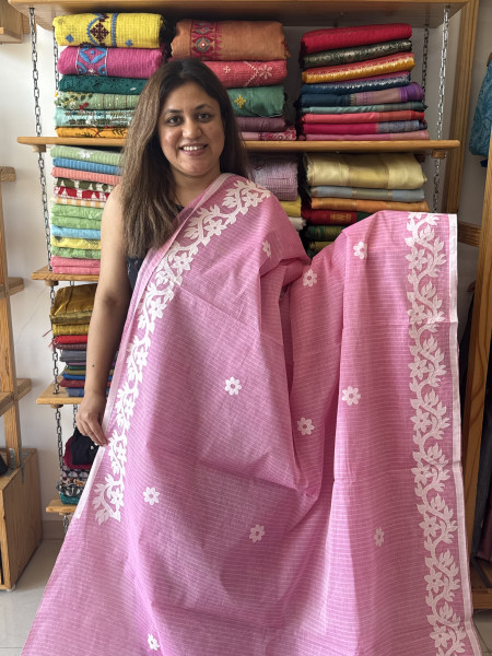 Applique work Pure Cotton Saree