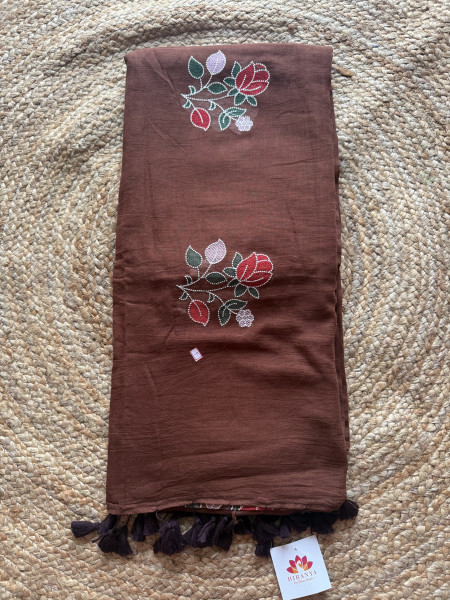 Machine Embroidered Mul Saree