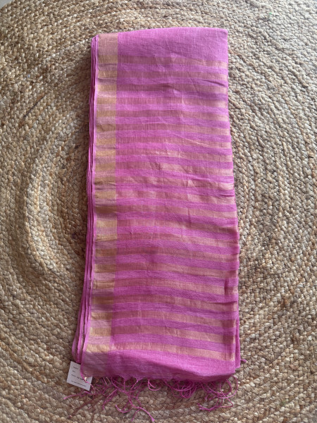 Pure Linen Saree with Embroidered Blouse