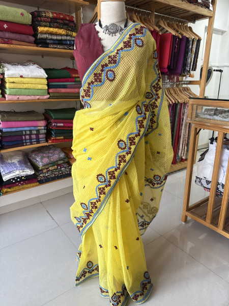 Resham Kota Gujrati Handwork Saree with blouse piece