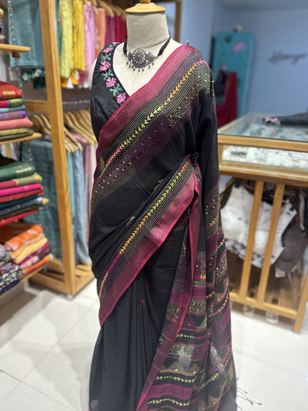 Mangalgiri Saree with Kantha stitch