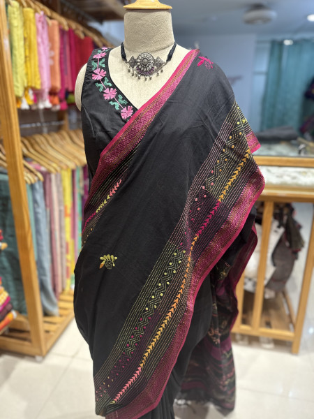 Mangalgiri Saree with Kantha stitch