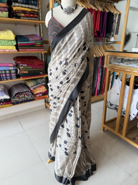 Bengal cotton soft Saree with Dabu Handblock print