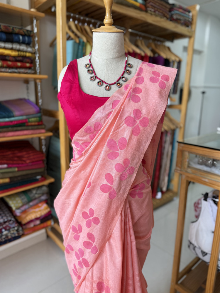 Image of Semi Tussar Handpainted Saree