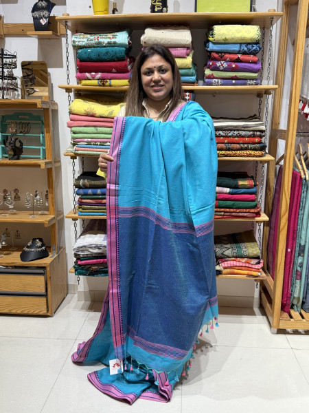 Sky Blue handwoven Cotton Saree