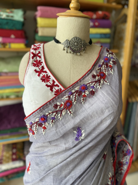 Parsi Handwork Cotton Saree