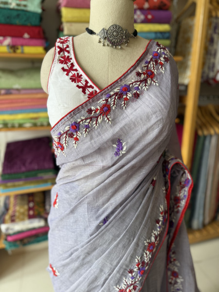 Parsi Handwork Cotton Saree