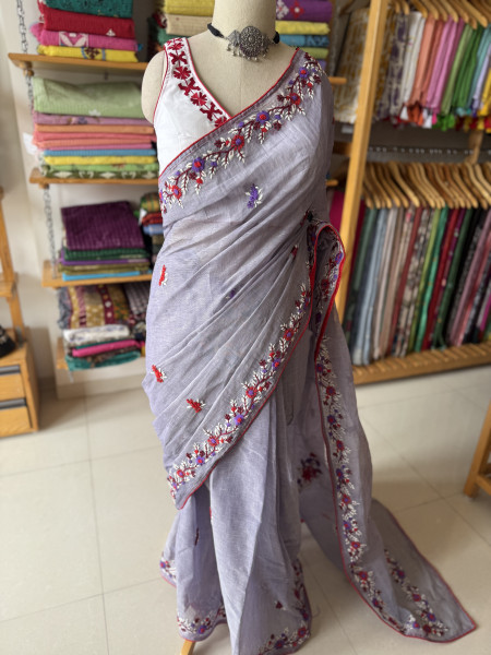 Parsi Handwork Cotton Saree