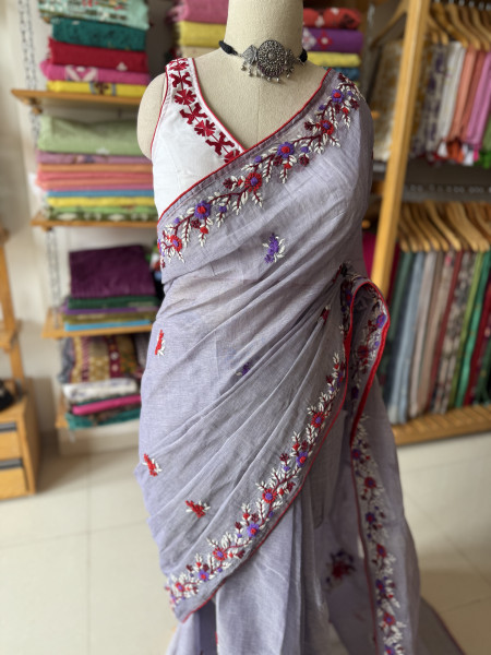 Parsi Handwork Cotton Saree