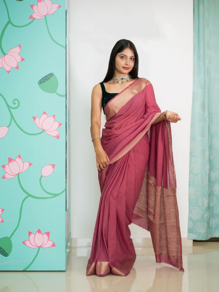 Crush Banarsi Pink Saree
