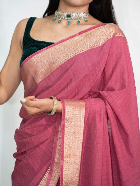 Crush Banarsi Pink Saree