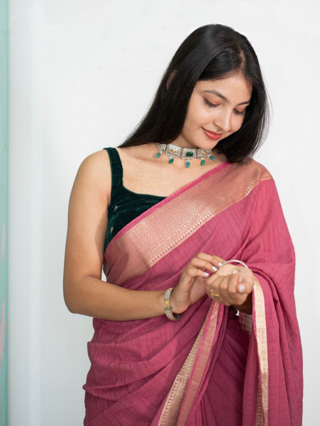 Crush Banarsi Pink Saree