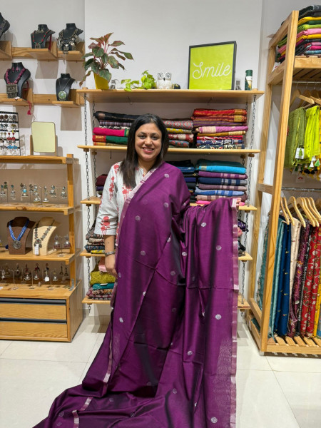 Mercerized Cotton Saree Magenta