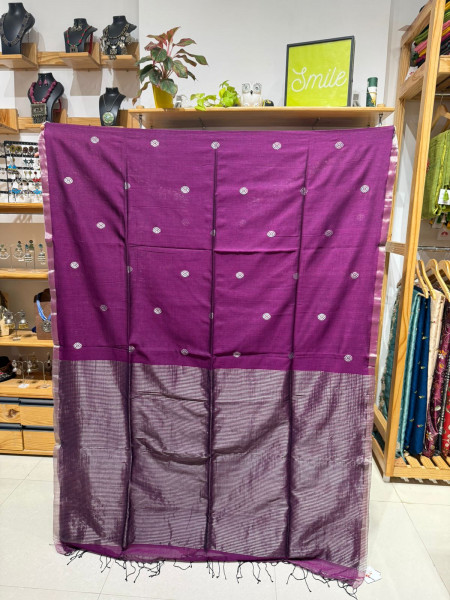 Mercerized Cotton Saree Magenta