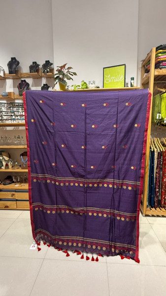 Mercerized Cotton Saree Purple
