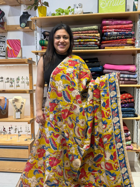 Chenuri Silk Kalamkari Saree | Yellow