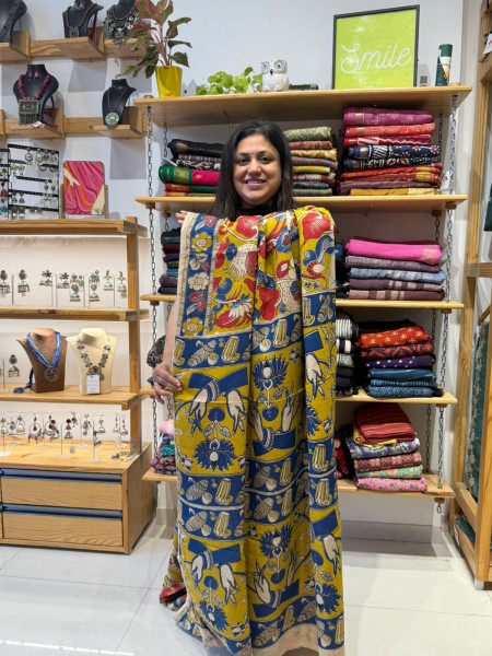 Chenuri Silk Kalamkari Saree | Yellow