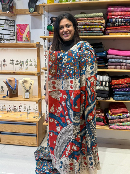 Chenuri Silk Kalamkari Saree | Blue