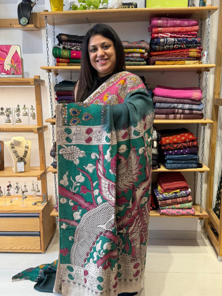 Chenuri Silk Dying Saree | Green Pink