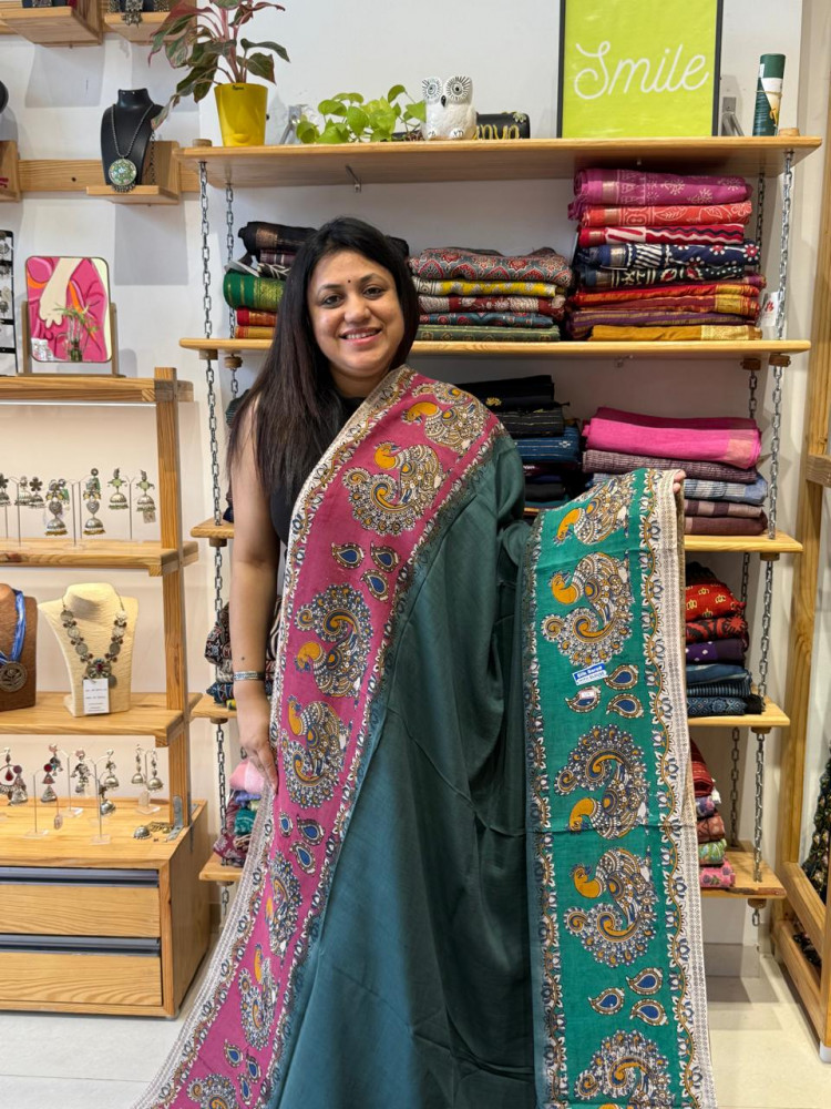 Image of Chenuri Silk Dying Saree | Green Pink