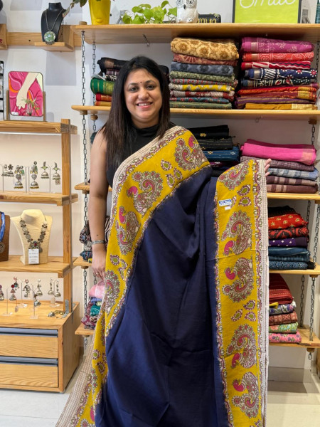 Chenuri Silk Dying Saree | Blue Yellow