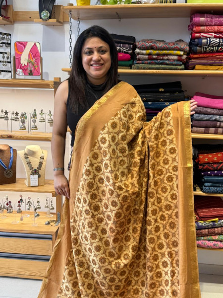 Art Chanderi Ajrakh Print Saree