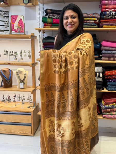 Art Chanderi Ajrakh Print Saree