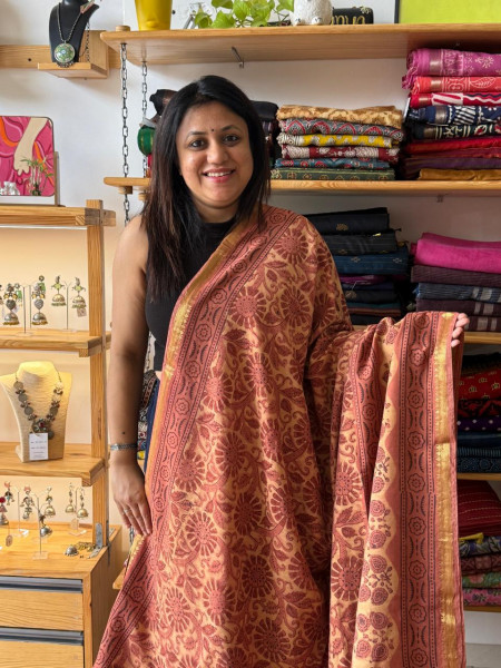 Art Chanderi Handblock Print Saree