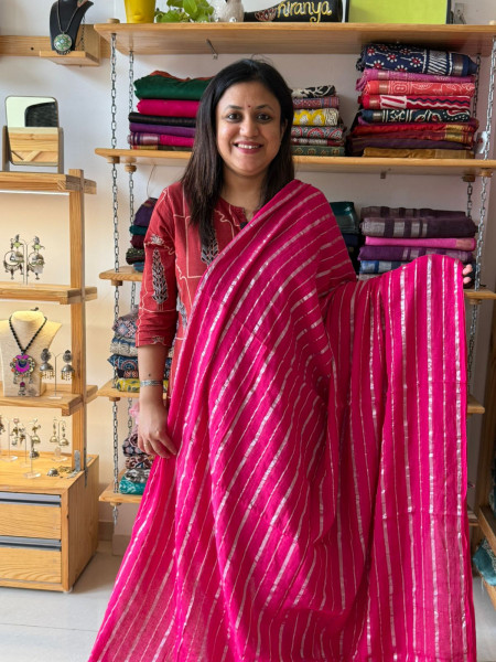 Combo - Pink Saree Mustard Blouse